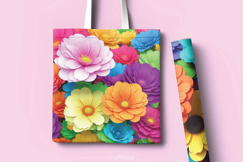 3D Flowers Digital Papers 2 - CraftNest - Digital Crafting and Art