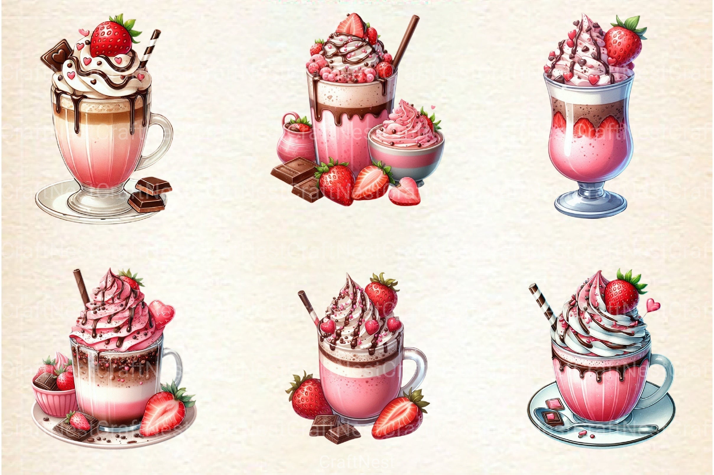 Valentine Festive Coffee Clipart Bundle 2 - CraftNest - Digital Crafting and Art