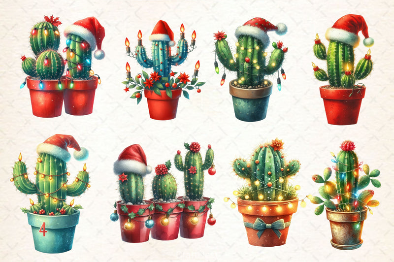 Christmas Cactus Clipart Bundle - CraftNest - Digital Crafting and Art