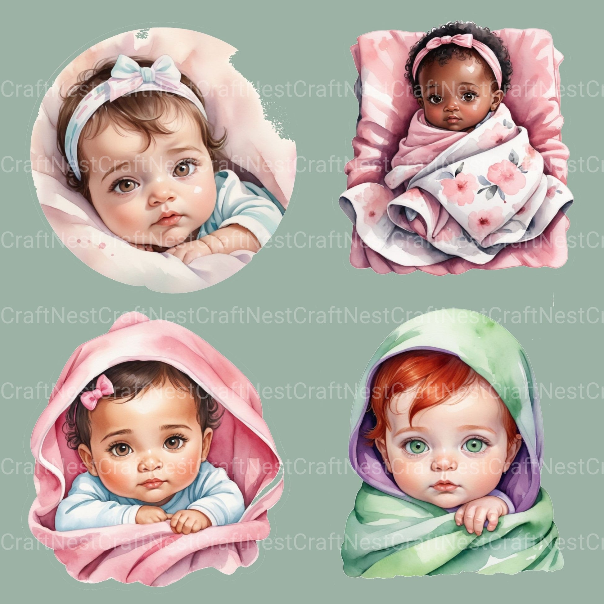 Baby Girls Clipart Bundle - CraftNest - Digital Crafting and Art