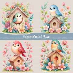Birdhouse Floral Clipart Bundle - CraftNest - Digital Crafting and Art
