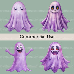 Purple Ghosts Clipart Bundle - CraftNest - Digital Crafting and Art