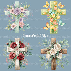 Cross Floral Clipart Bundle 3 - CraftNest - Digital Crafting and Art