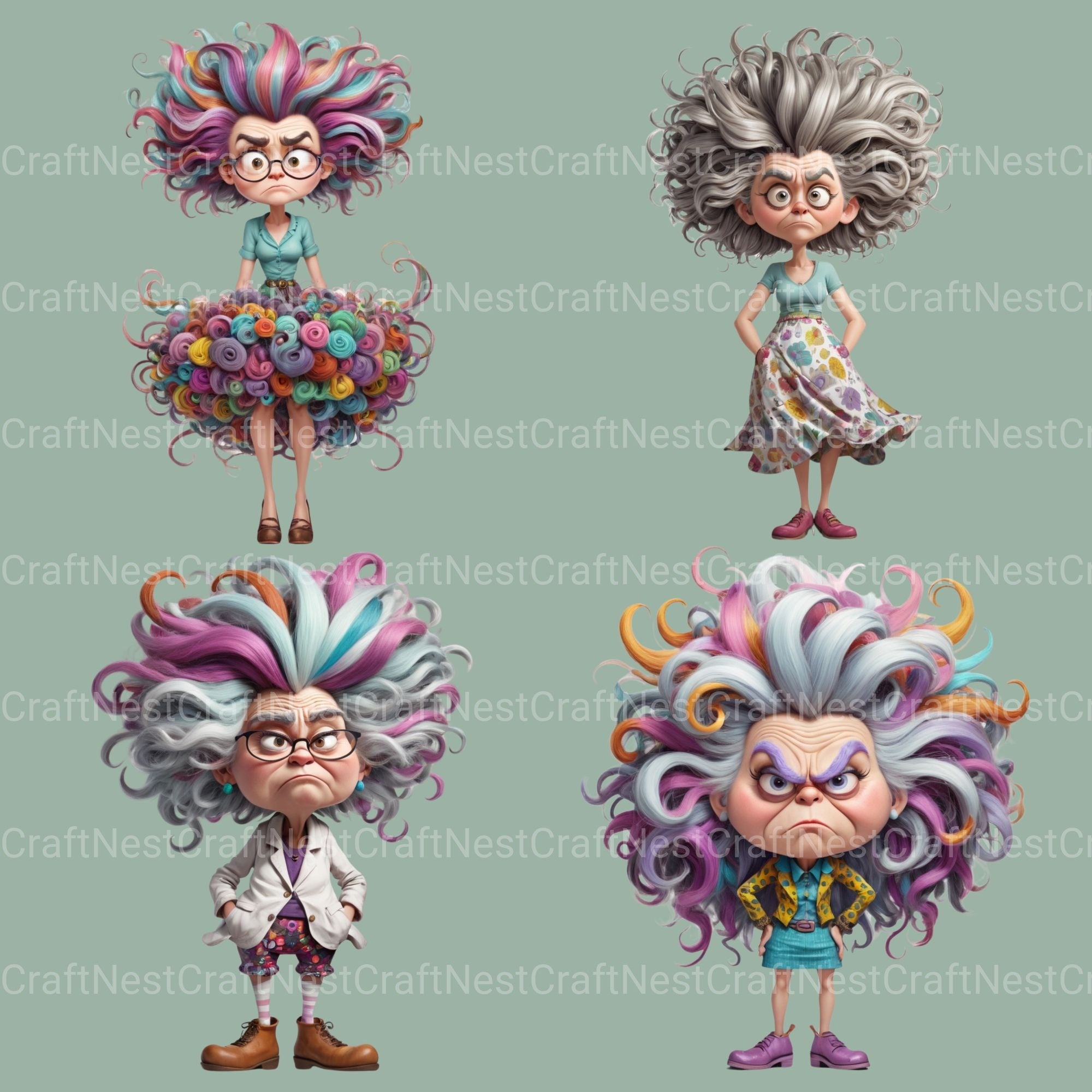 Grumpy Old Lady Clipart Bundle - CraftNest - Digital Crafting and Art
