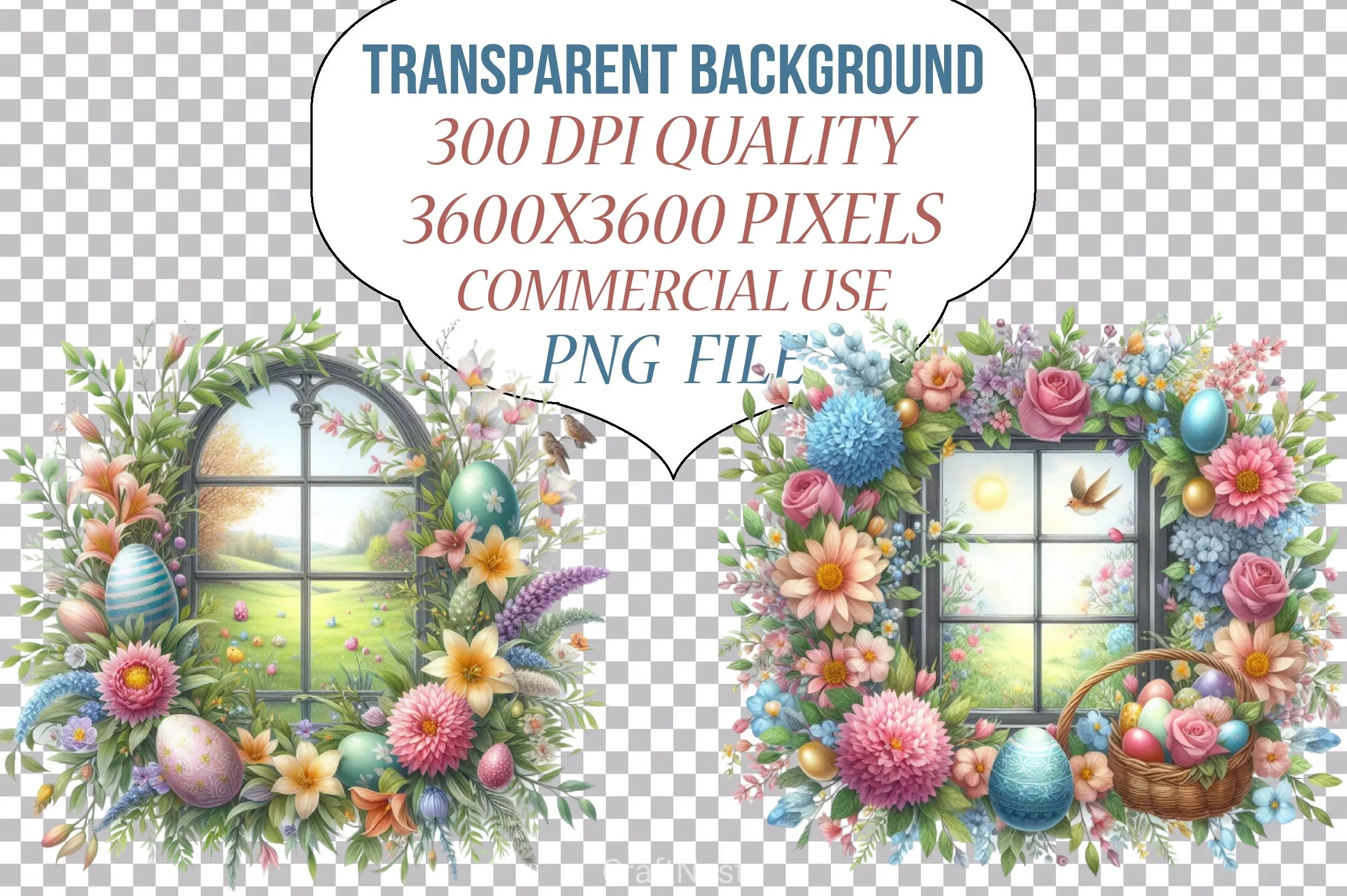 Easter Floral Window Clipart Bundle - CraftNest - Digital Crafting and Art