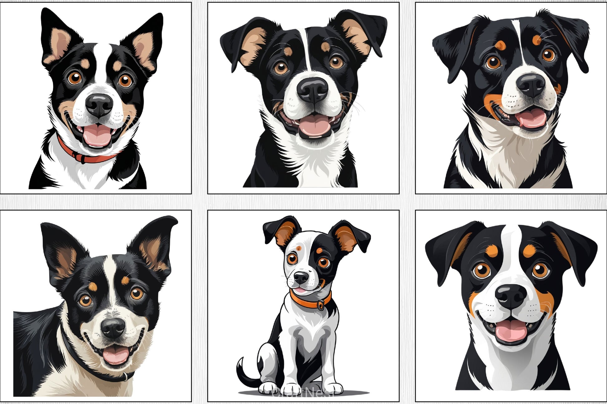 Cute Black & White Dog Clipart Bundle - CraftNest - Digital Crafting and Art
