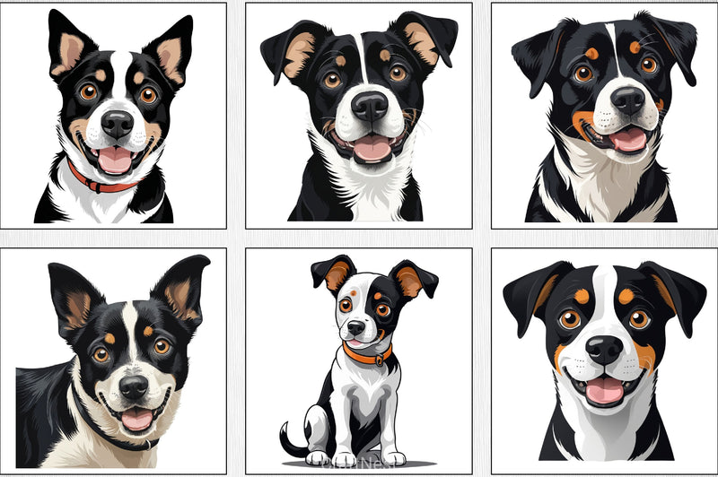 Cute Black & White Dog Clipart Bundle - CraftNest - Digital Crafting and Art
