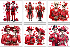 Valentine Skeletons Couple Clipart Bundle - CraftNest - Digital Crafting and Art