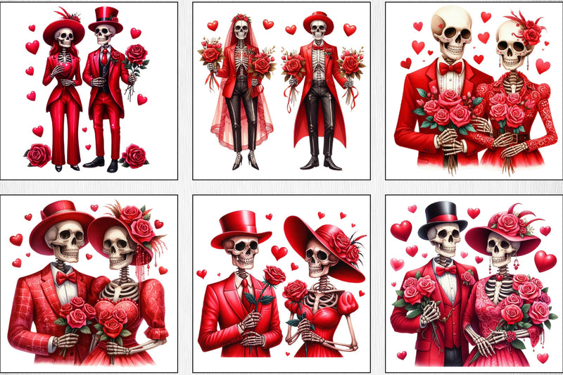 Valentine Skeletons Couple Clipart Bundle - CraftNest - Digital Crafting and Art