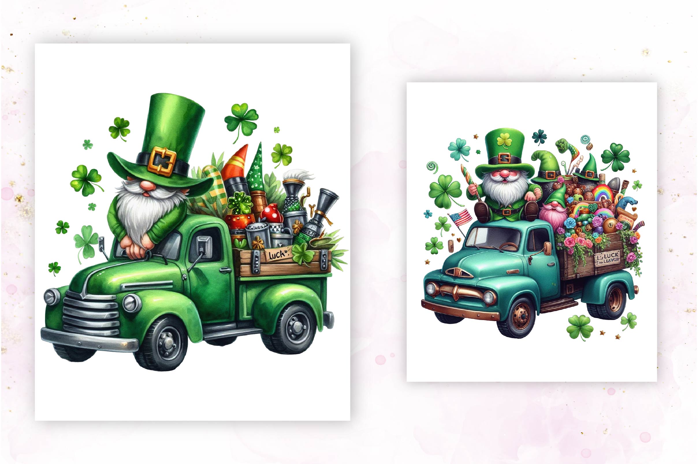 St Patrick's Gnome Truck Clipart Bundle 2 - CraftNest - Digital Crafting and Art
