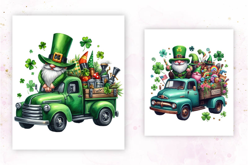 St Patrick's Gnome Truck Clipart Bundle 2 - CraftNest - Digital Crafting and Art