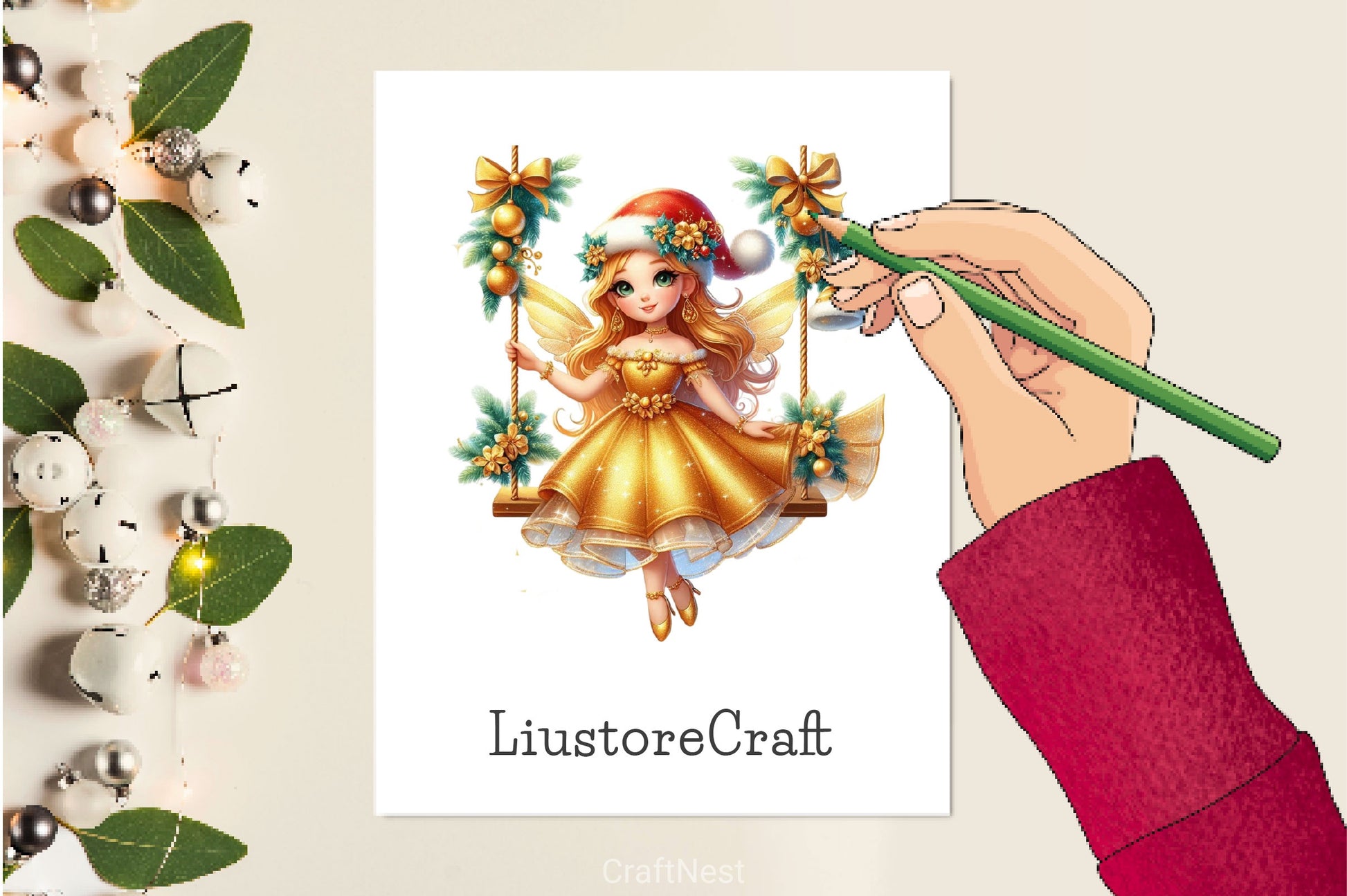 Christmas Golden Fairy Clipart Bundle - CraftNest - Digital Crafting and Art