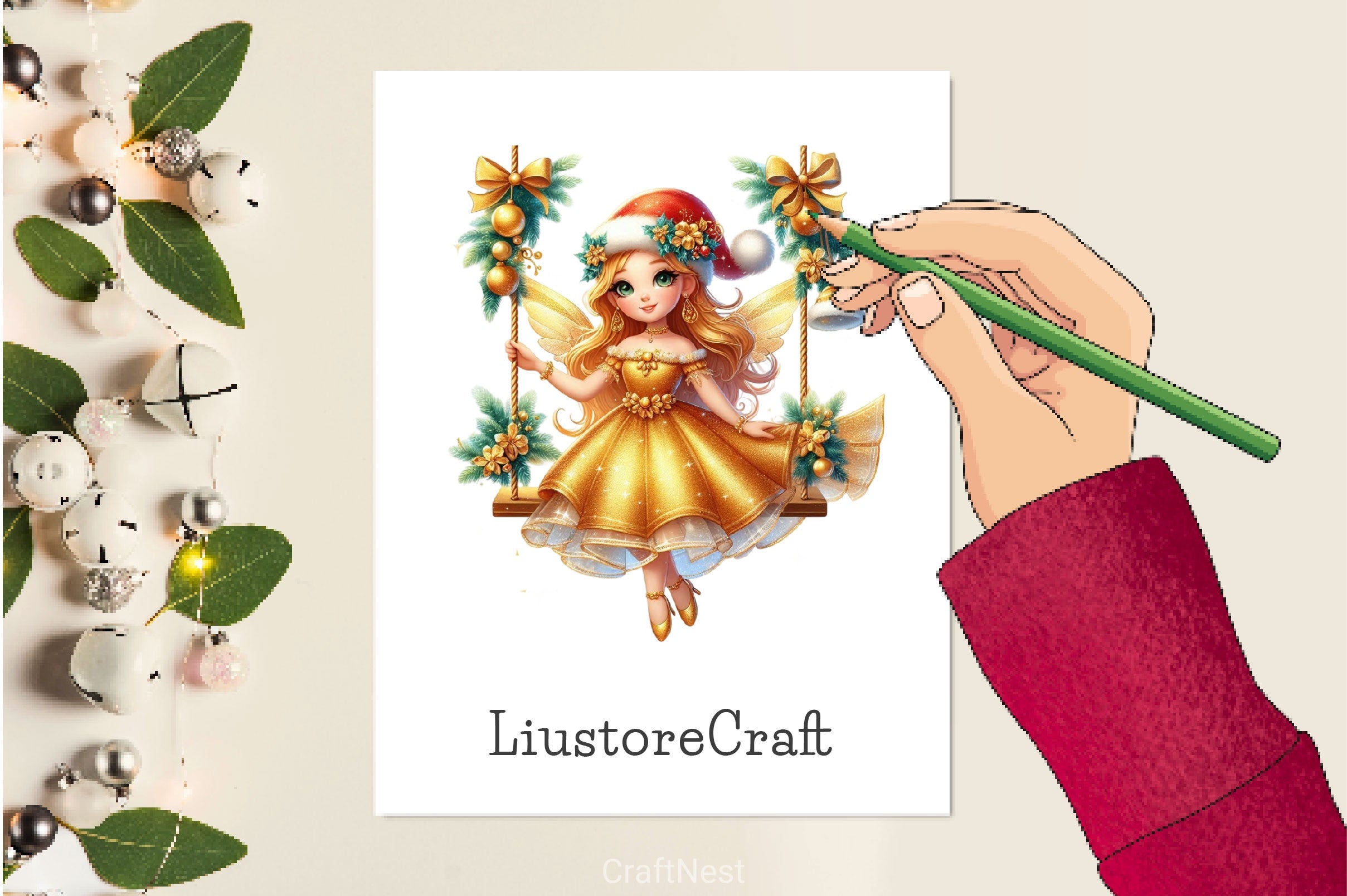 Christmas Golden Fairy Clipart Bundle - CraftNest - Digital Crafting and Art