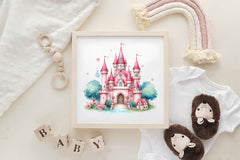 Pink Princess Castle Clipart Bundle - CraftNest - Digital Crafting and Art