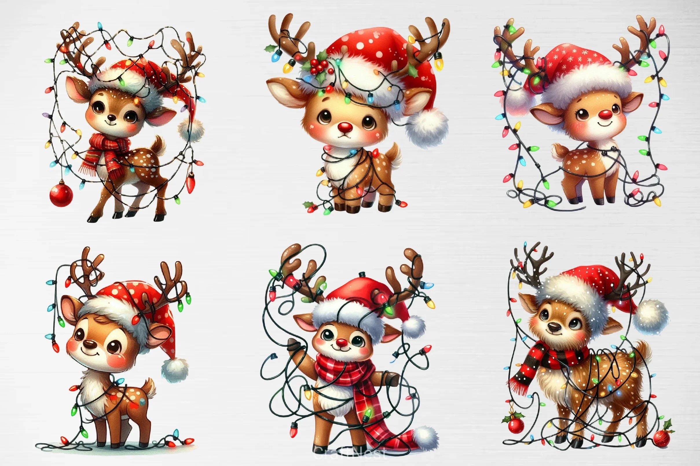 Christmas Reindeer Clipart Bundle - CraftNest - Digital Crafting and Art