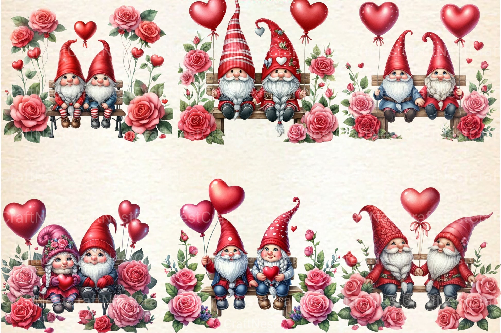 Valentine's Gnome Couple Clipart Bundle - CraftNest - Digital Crafting and Art