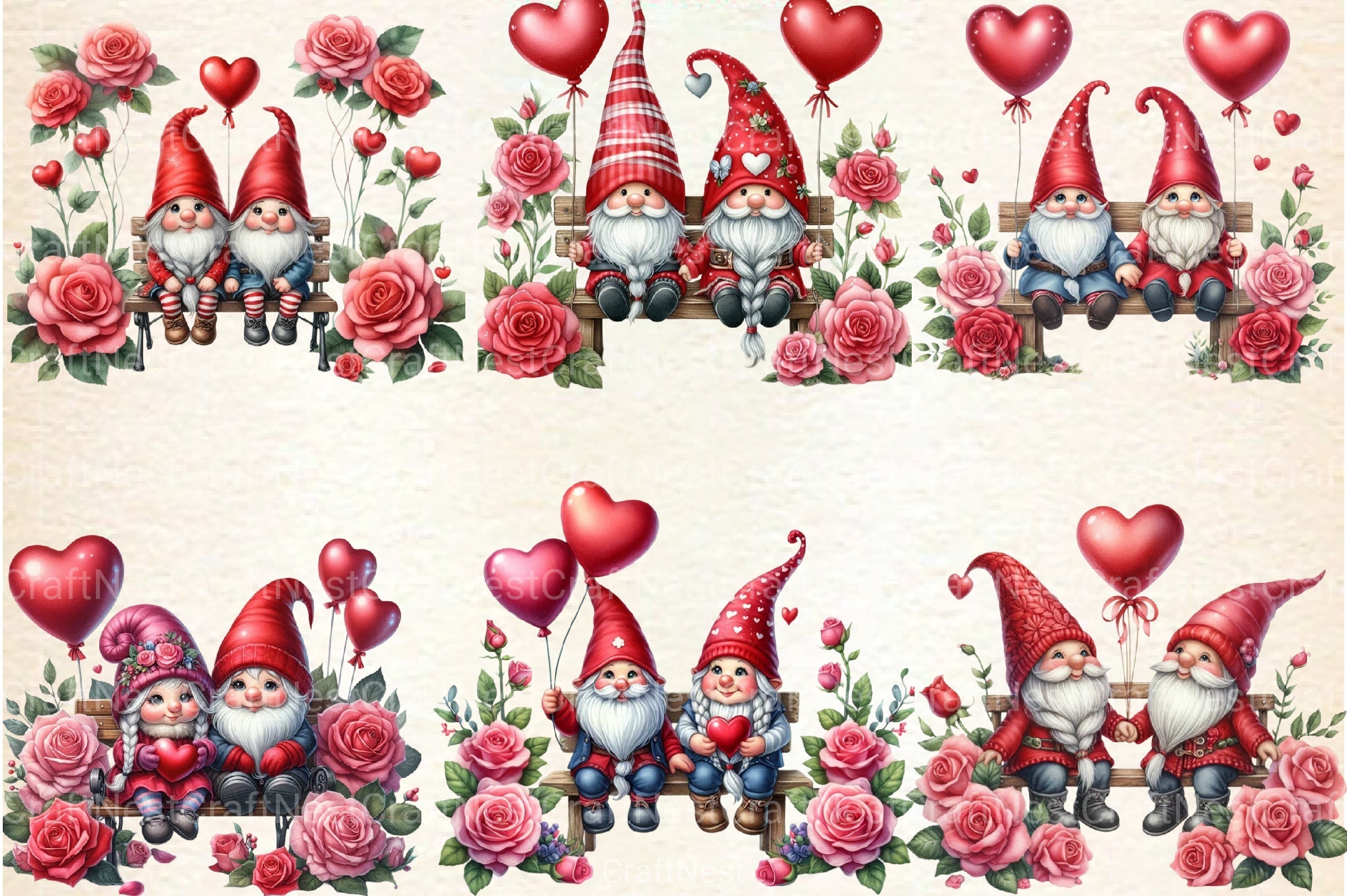 Valentine's Gnome Couple Clipart Bundle - CraftNest - Digital Crafting and Art