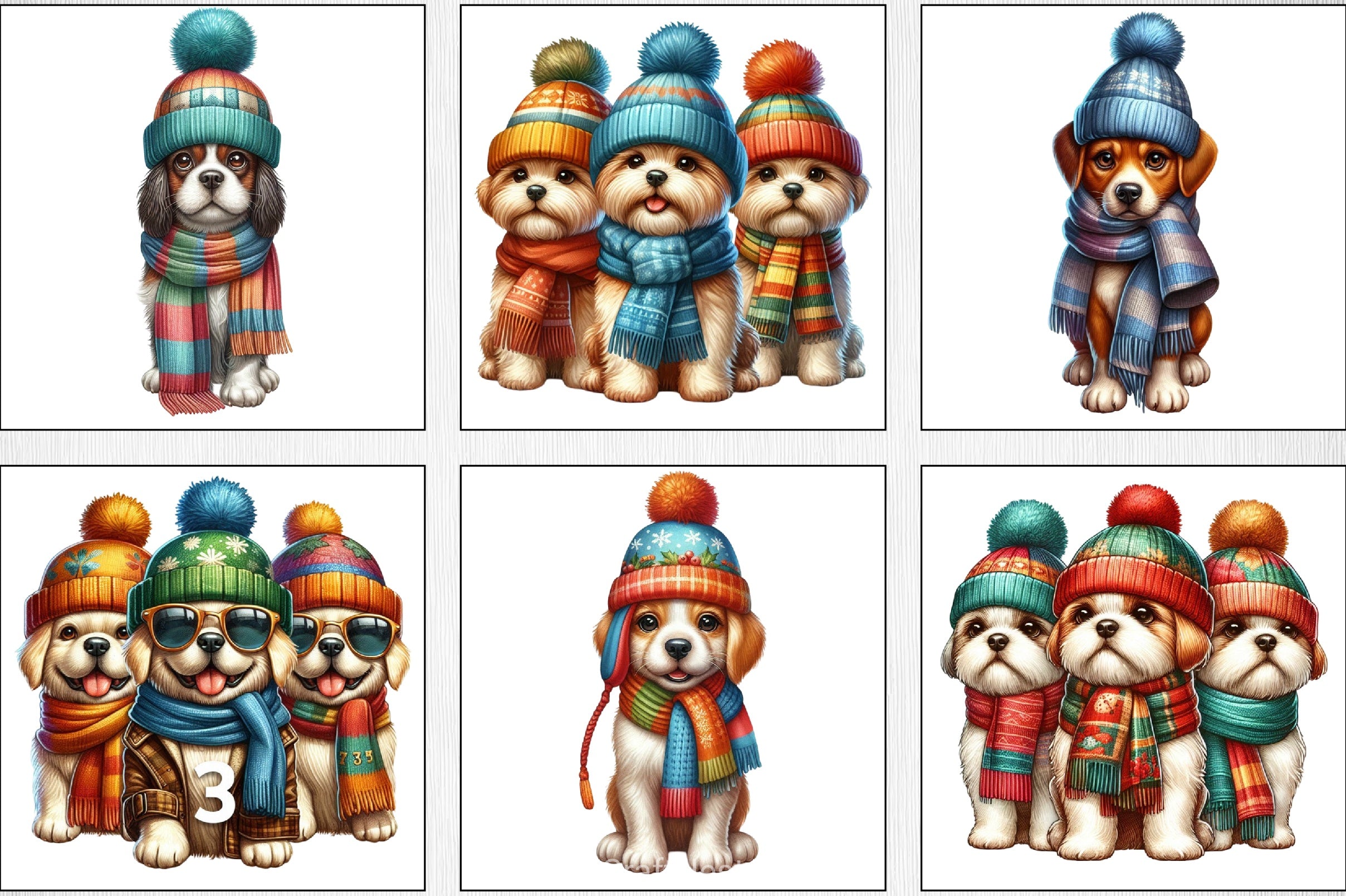Winter Dogs Clipart Bundle - CraftNest - Digital Crafting and Art