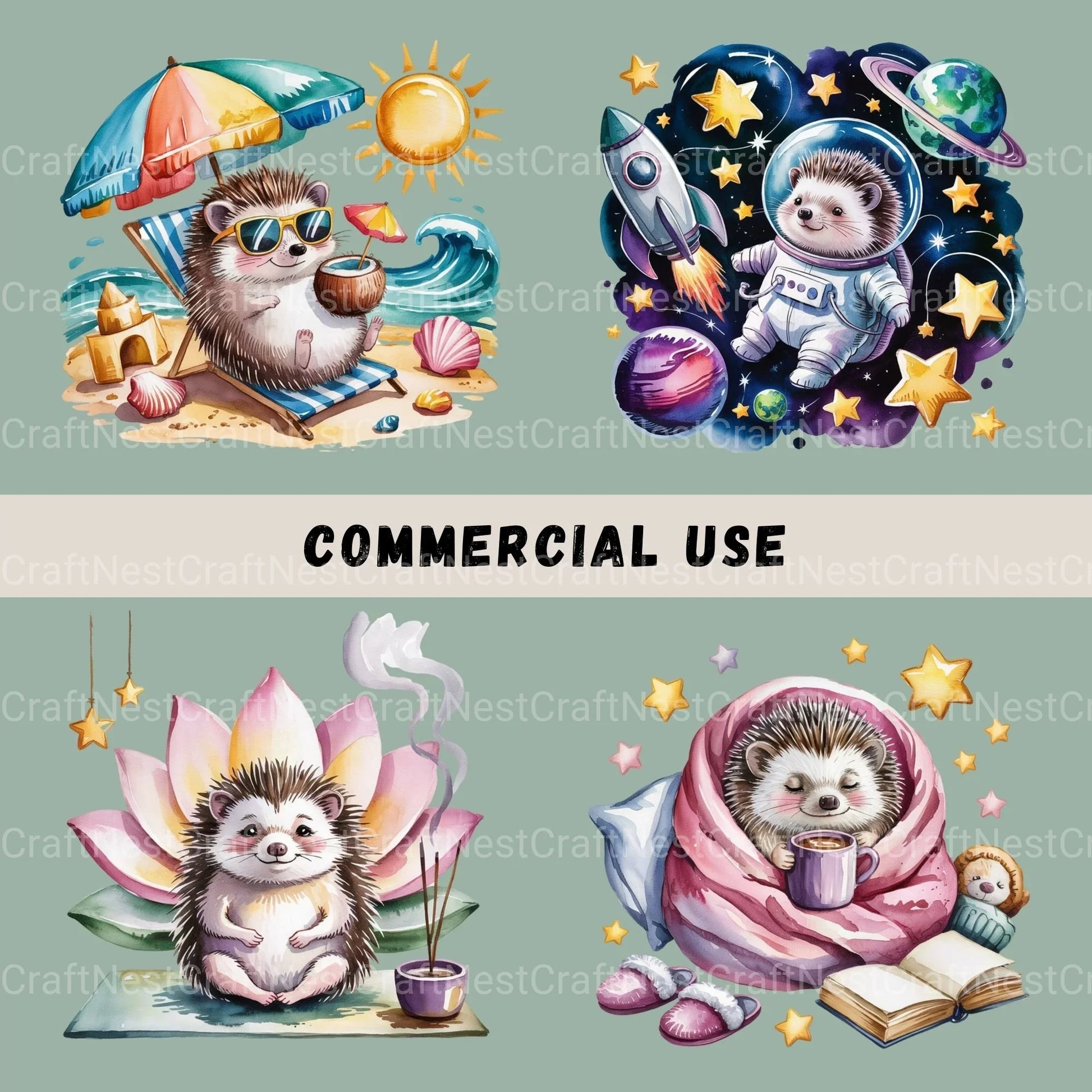 Hedgehogs Clipart Bundle - CraftNest - Digital Crafting and Art