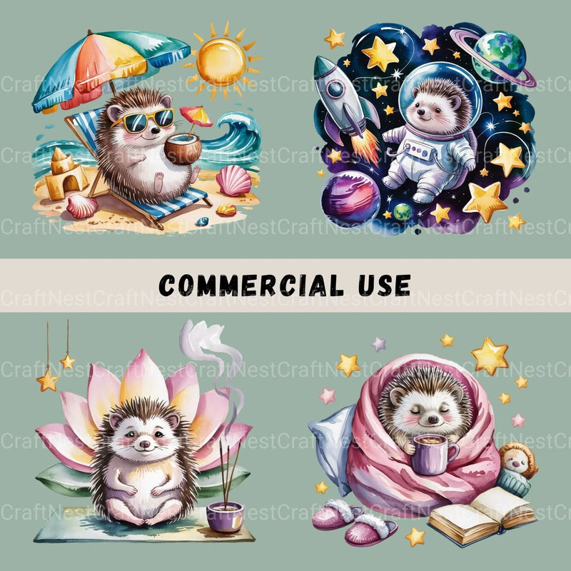 Hedgehogs Clipart Bundle - CraftNest - Digital Crafting and Art