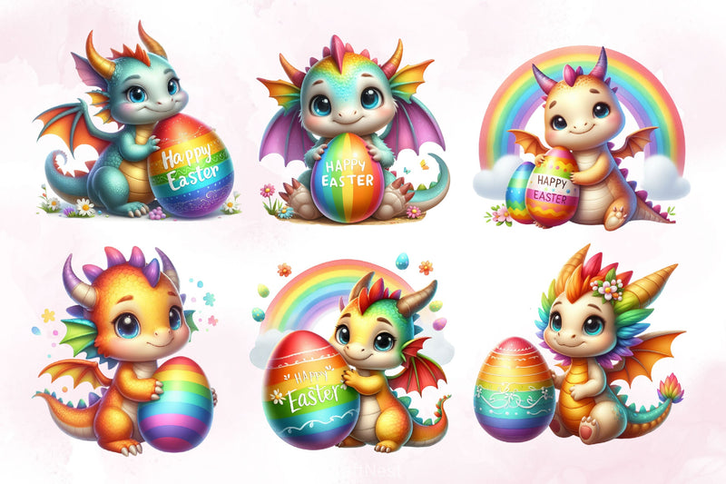 Easter Baby Dragon Clipart Bundle - CraftNest - Digital Crafting and Art