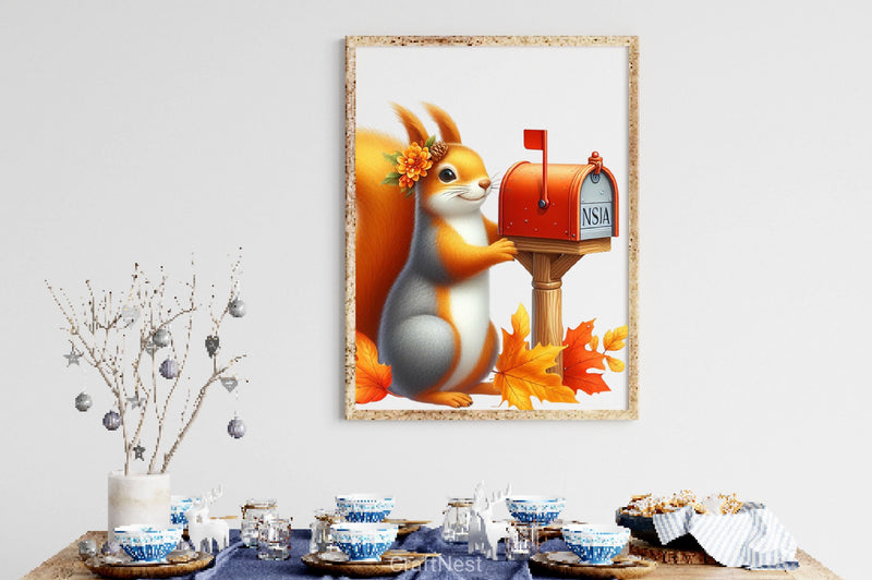 Autumn Squirrel With Mailbox Clipart Bundle 2 - CraftNest - Digital Crafting and Art