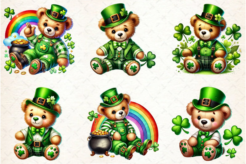 St Patrick's Teddy Bear Clipart Bundle - CraftNest - Digital Crafting and Art