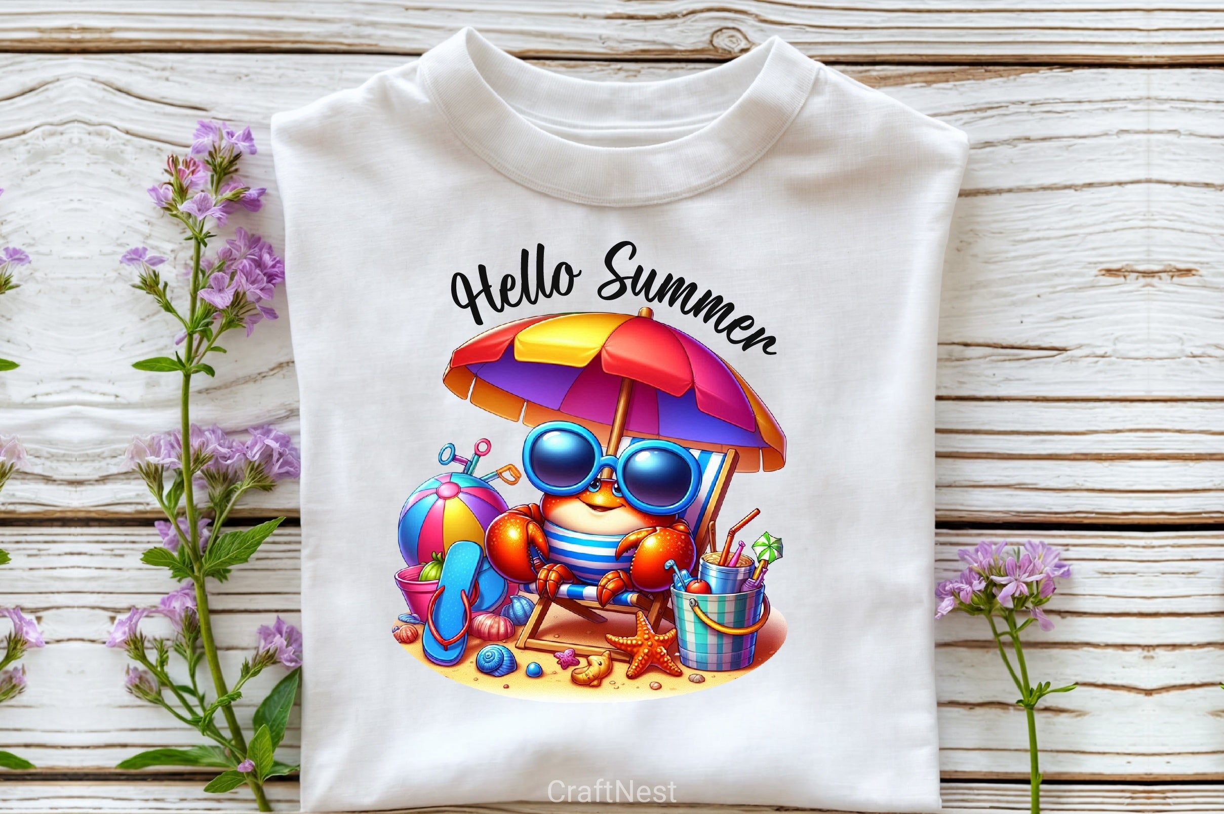 Hello Summer Crab Clipart Bundle - CraftNest - Digital Crafting and Art