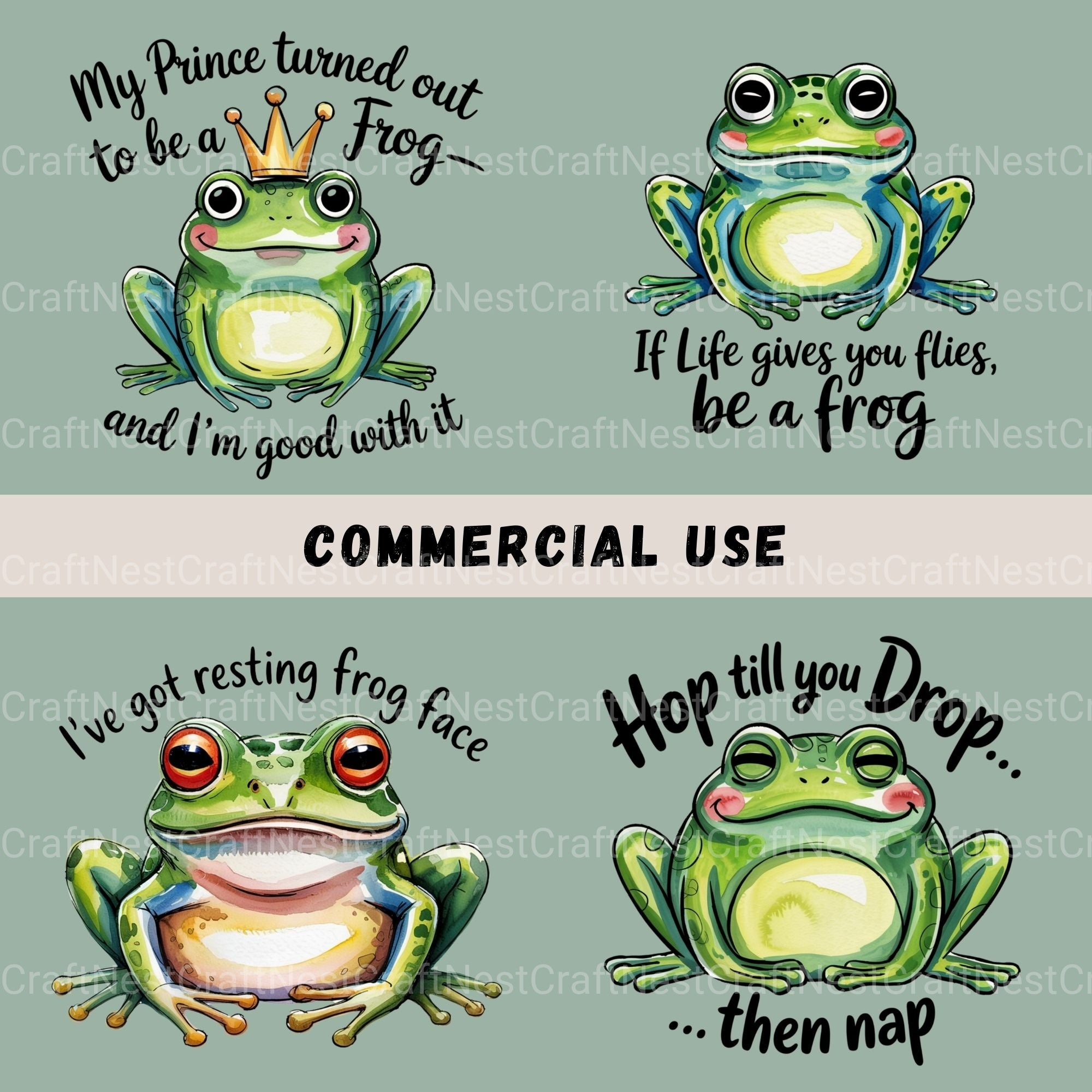 Funny Frog Quotes Clipart Bundle - CraftNest - Digital Crafting and Art