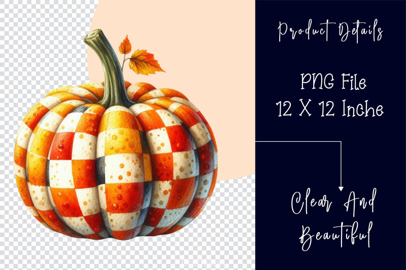 Checkered Pumpkin Clipart Bundle 2 - CraftNest - Digital Crafting and Art