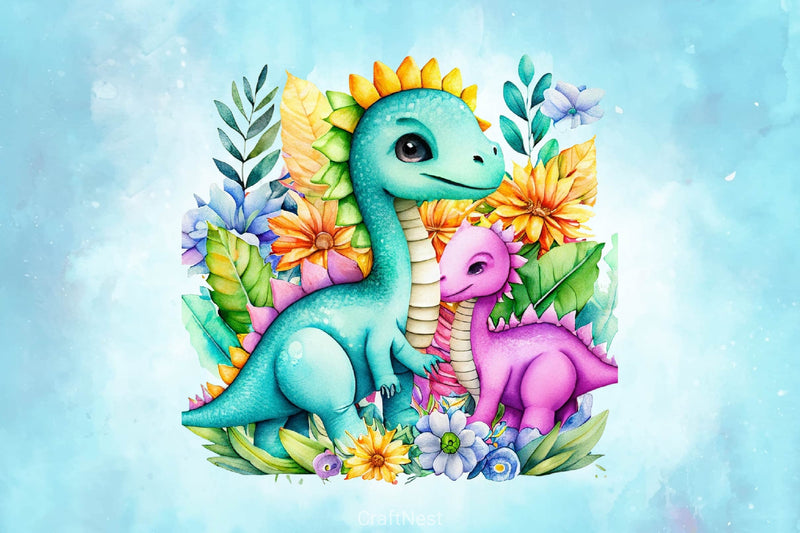 Baby Dinosaur Dragons Clipart Bundle - CraftNest - Digital Crafting and Art
