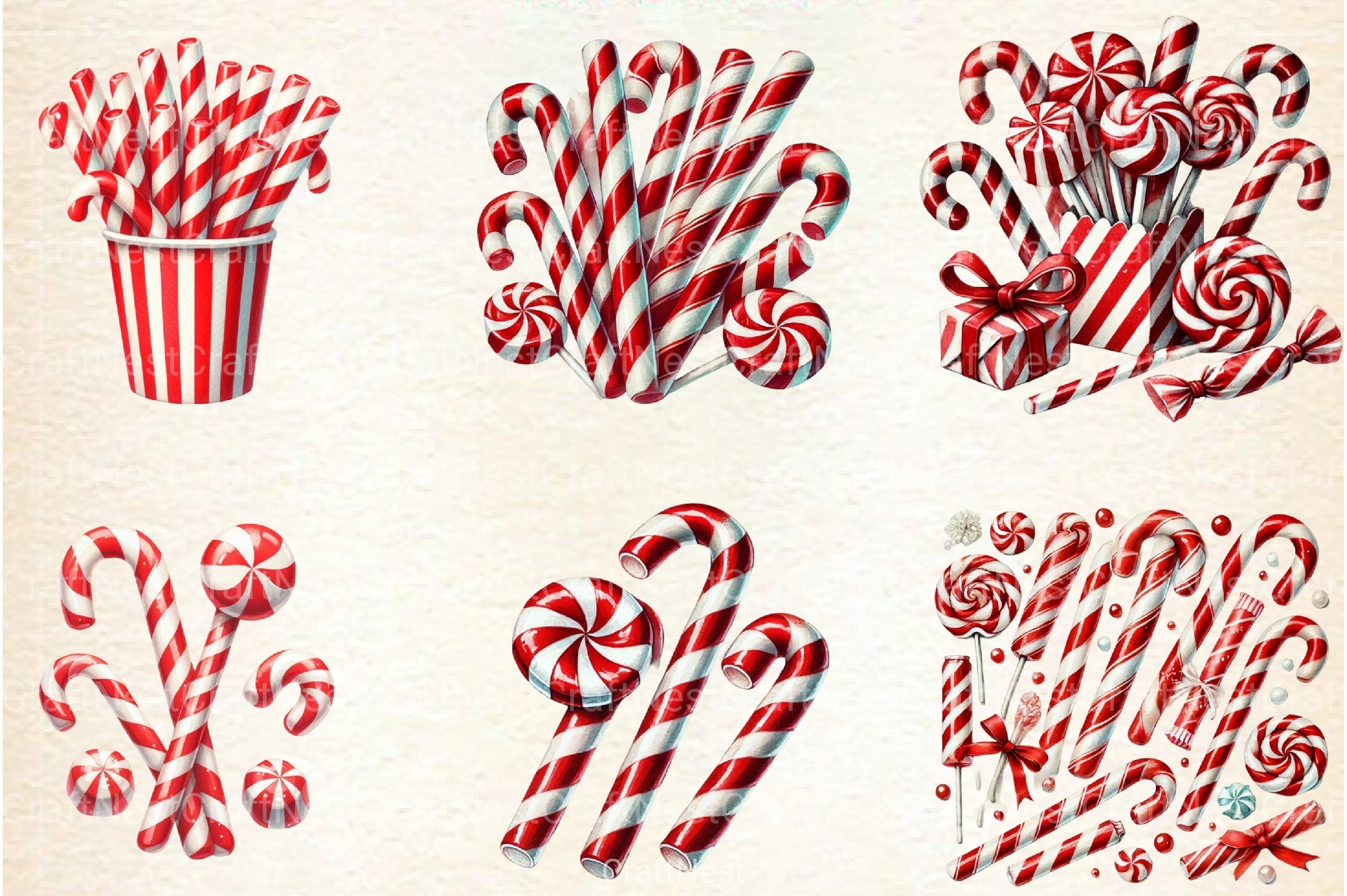 Candy Cane Clipart Bundle 2 - CraftNest - Digital Crafting and Art