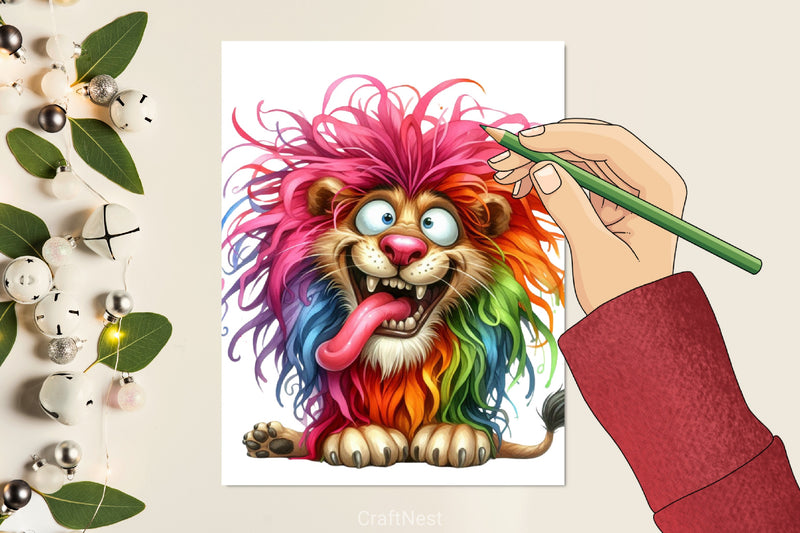 Funny Crazy Lion Clipart Bundle - CraftNest - Digital Crafting and Art