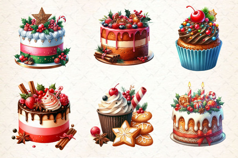Christmas Cake Clipart Bundle 3 - CraftNest - Digital Crafting and Art