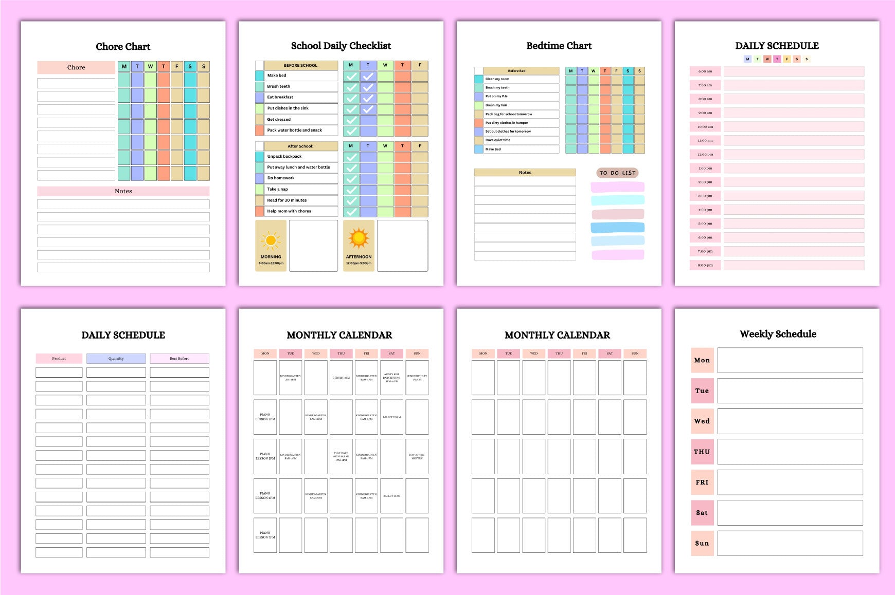 Kids Calendar Planner