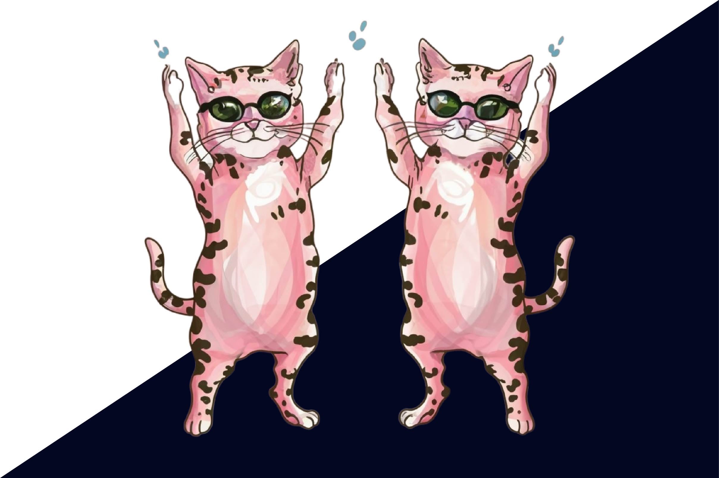 Pink Funny Dabbing Cats Clipart Bundle - CraftNest - Digital Crafting and Art