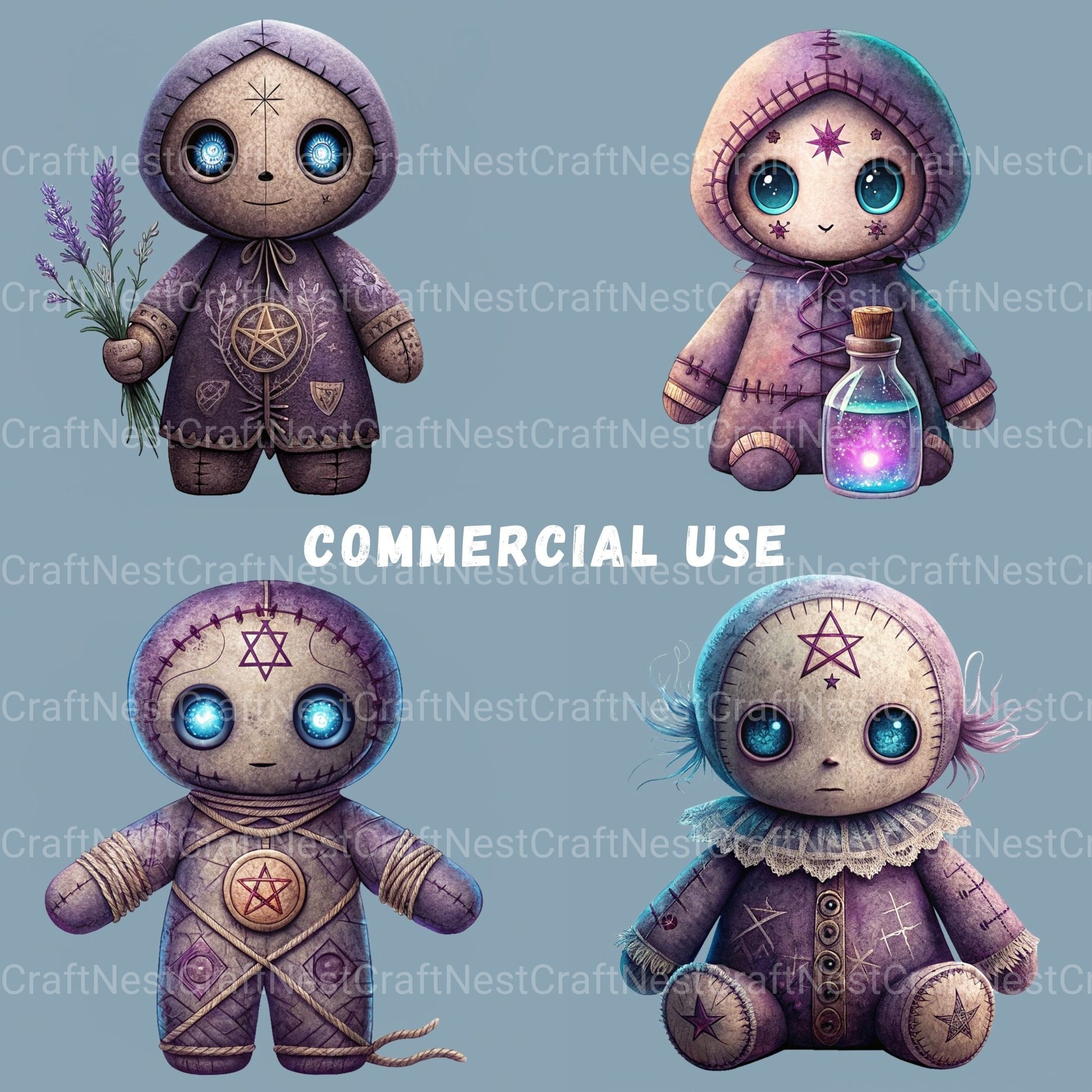 Purple Voodoo Dolls Clipart Bundle - CraftNest - Digital Crafting and Art