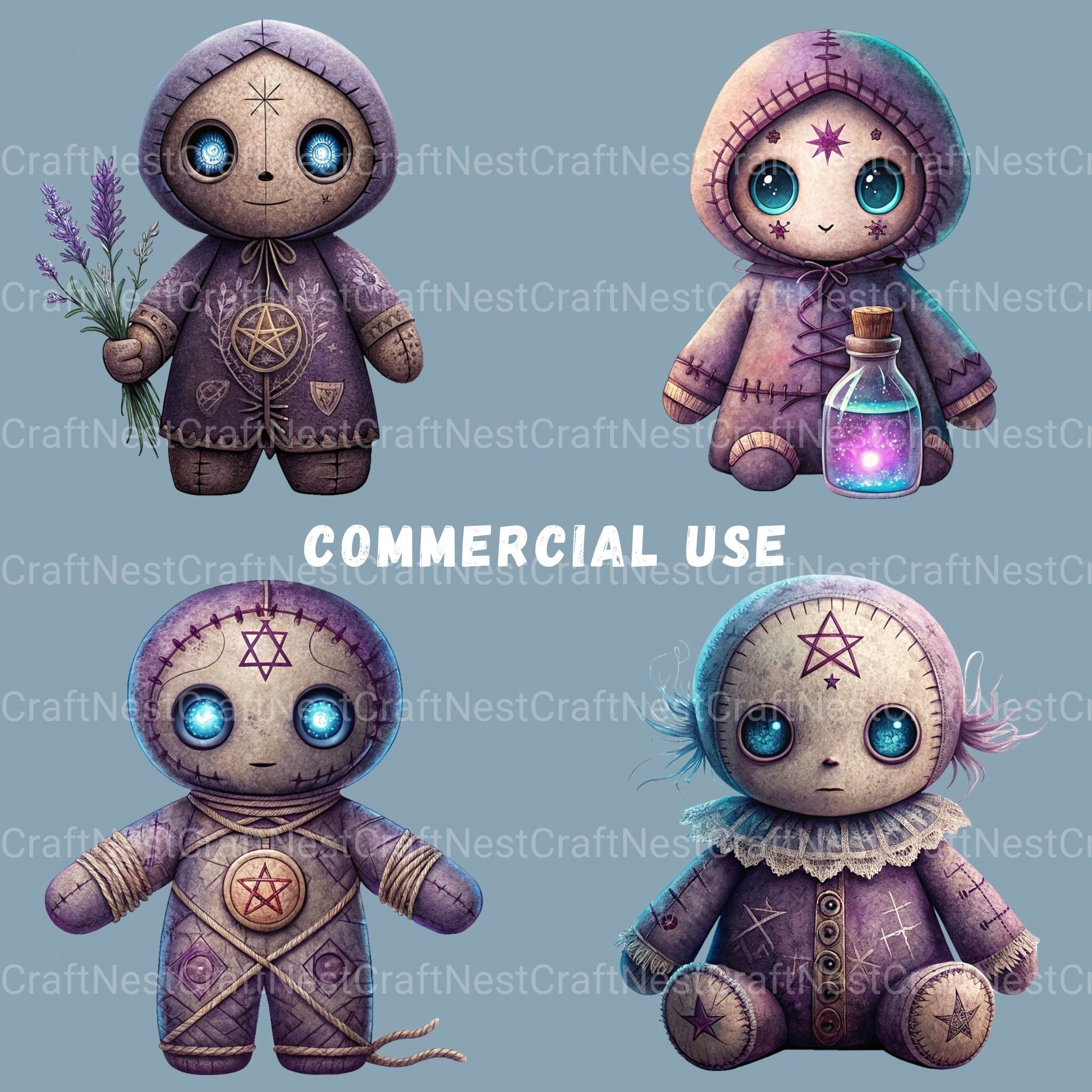 Purple Voodoo Dolls Clipart Bundle - CraftNest - Digital Crafting and Art