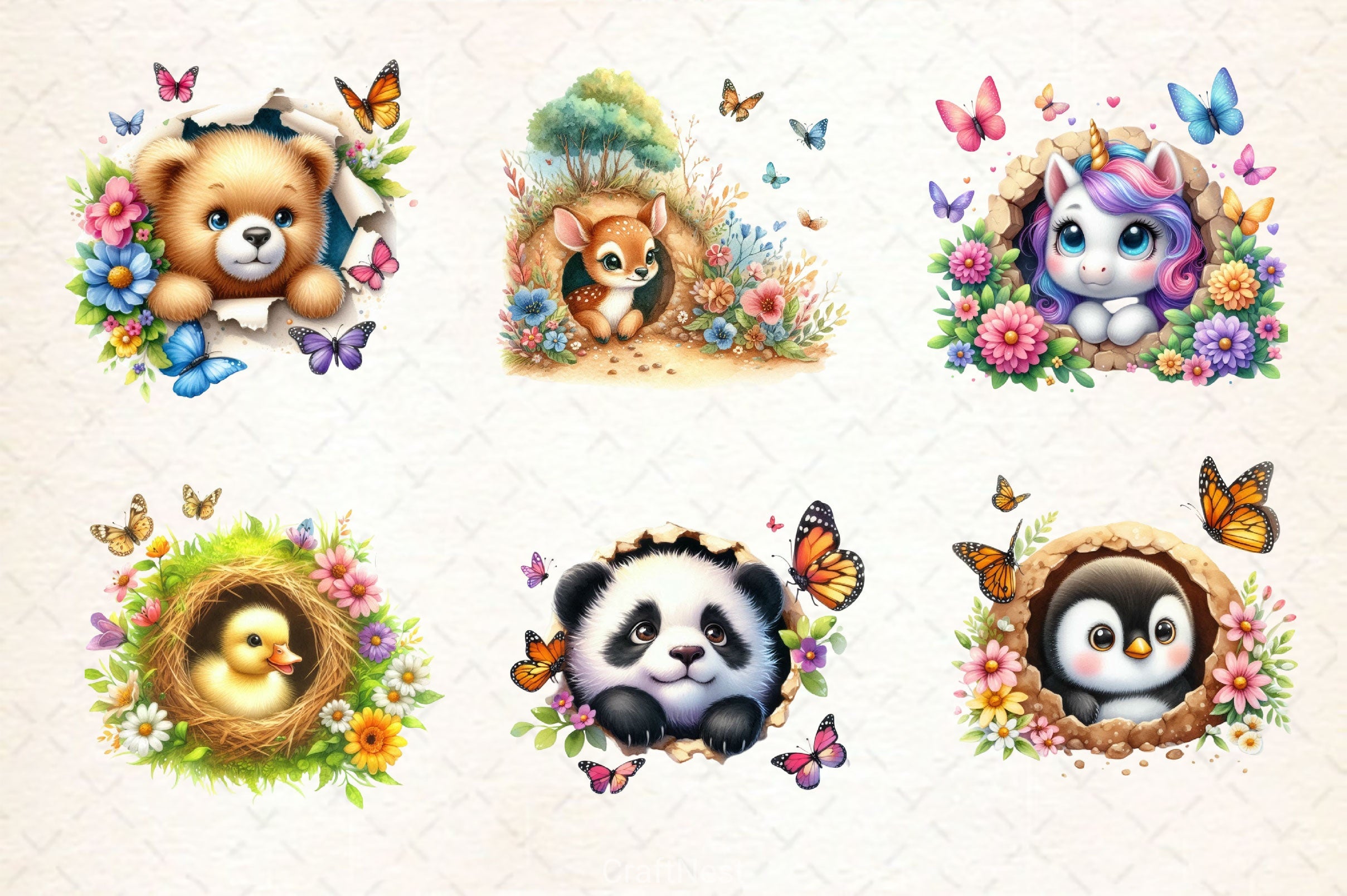 Funny Animals Hole Clipart Bundle 4 - CraftNest - Digital Crafting and Art