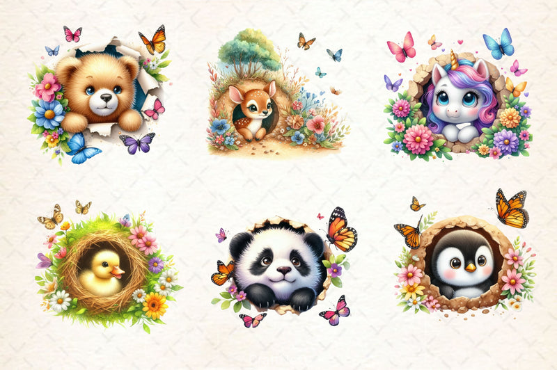 Funny Animals Hole Clipart Bundle 4 - CraftNest - Digital Crafting and Art