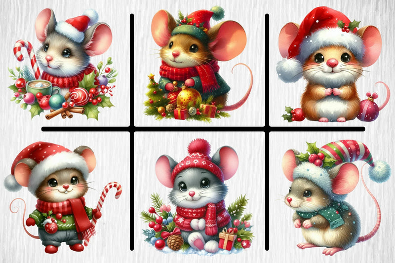 Christmas Mouse Clipart Bundle - CraftNest - Digital Crafting and Art