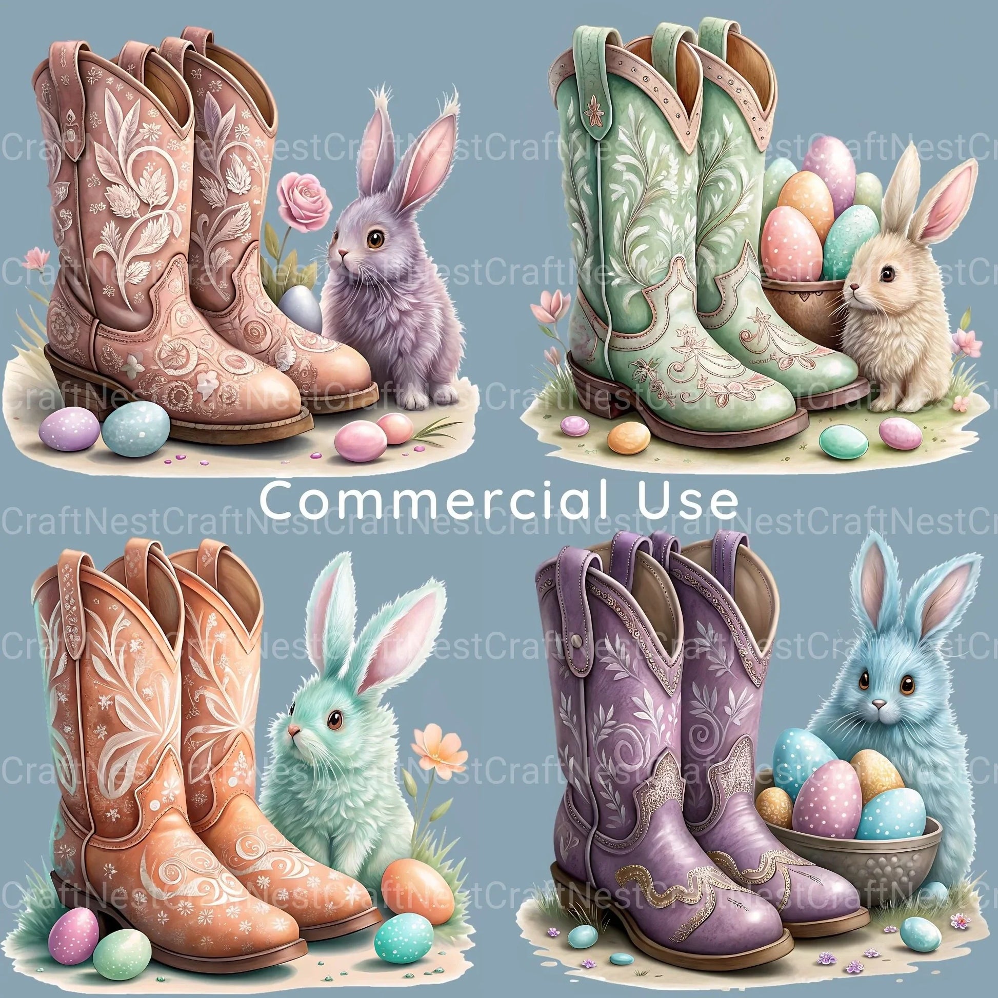 Boots N Bunnies Clipart Bundle - CraftNest - Digital Crafting and Art