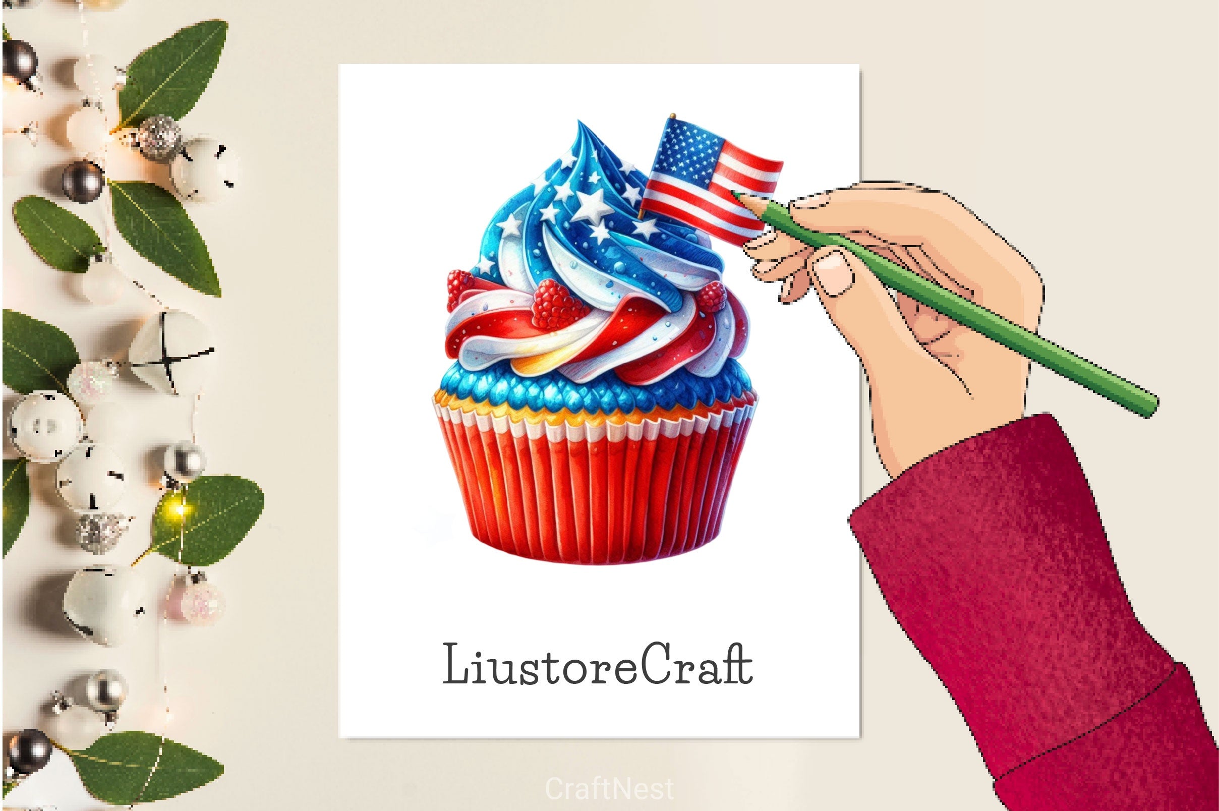 4th Of July Cupcake Clipart Bundle 2 - CraftNest - Digital Crafting and Art