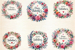 Valentine's Floral Wreath Clipart Bundle - CraftNest - Digital Crafting and Art
