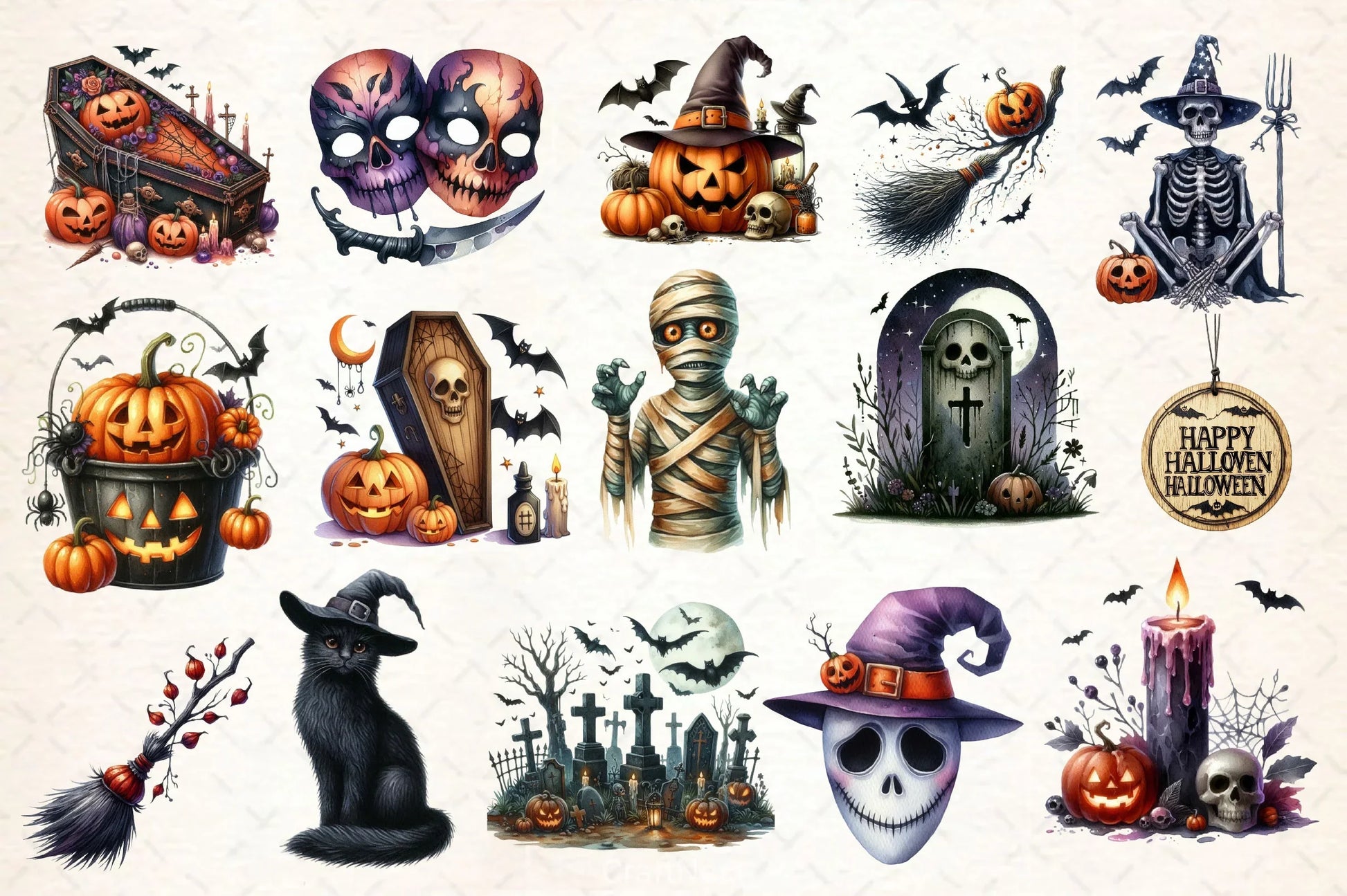 Cute Halloween Clipart Bundle 6 - CraftNest - Digital Crafting and Art