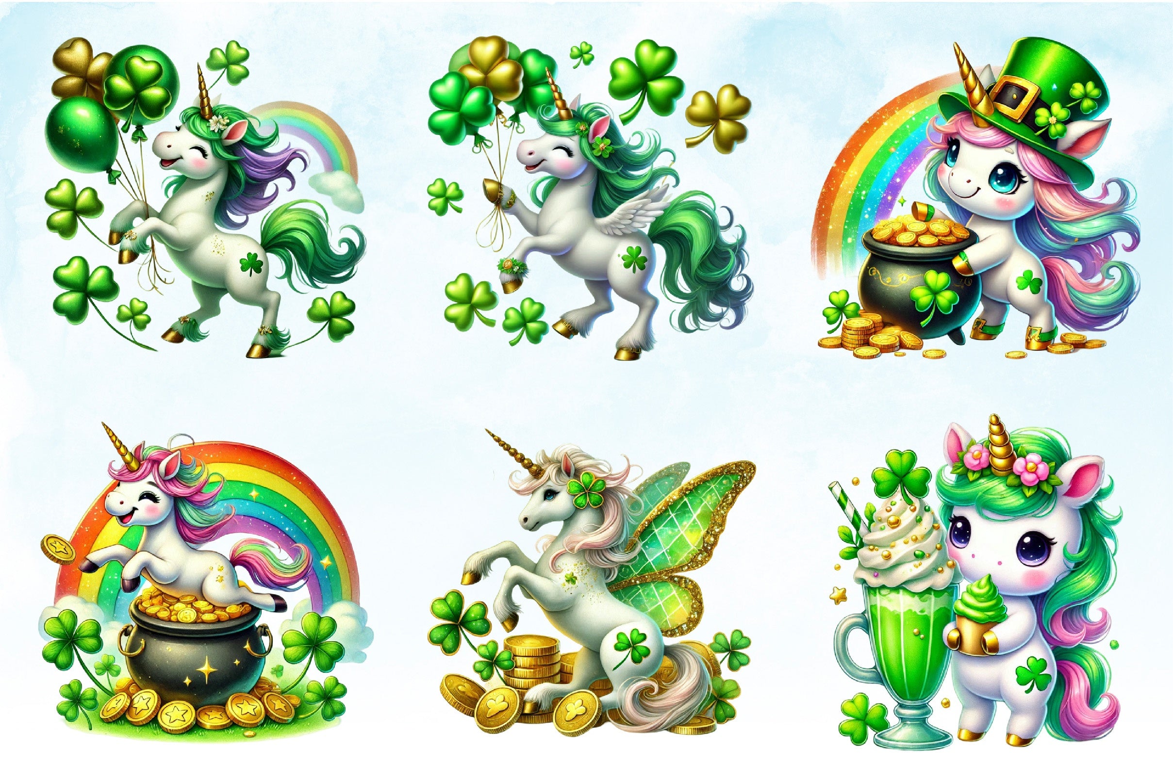 St Patrick's Day Unicorns Clipart Bundle 2 - CraftNest - Digital Crafting and Art