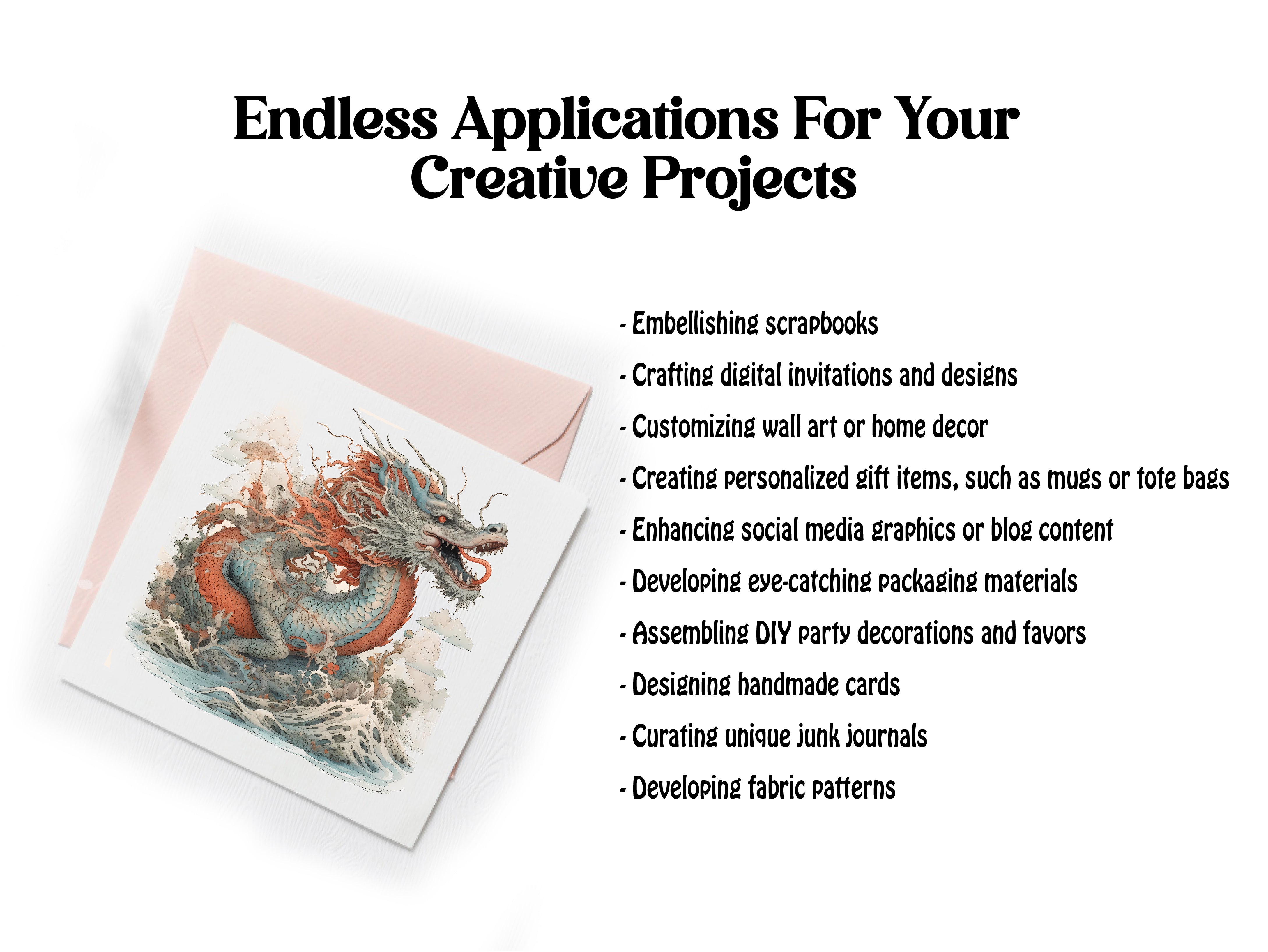 Japanese Art Style Dragons Clipart - CraftNest