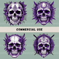Skulls In Purple Clipart Bundle - CraftNest - Digital Crafting and Art