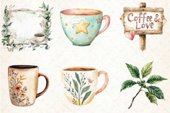 Boho Cafe Core Coffee Clipart Bundle - CraftNest - Digital Crafting and Art
