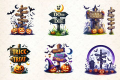 Halloween Signpost Spooky Signpost Clipart Bundle - CraftNest - Digital Crafting and Art
